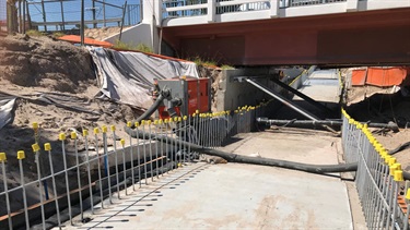 Bribie Island Road underpass under construction