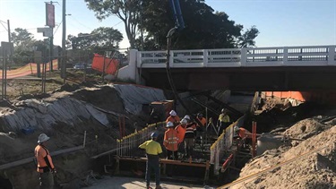 Bribie Island Road underpass under construction