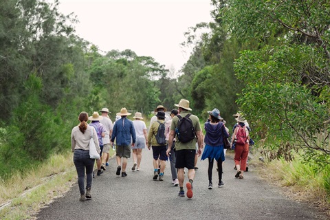 People on a nature walk on Bribie Island