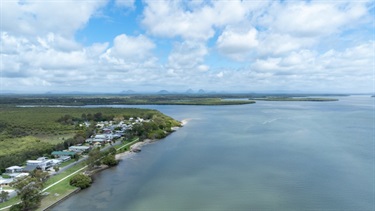 Aerial view of the foreshore near Toorbul Caravan Park 