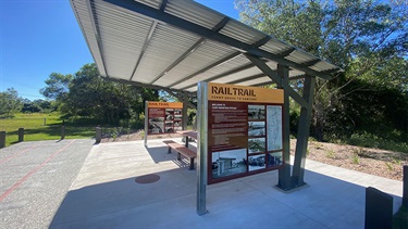 Ferny Grove to Samford Village Rail Trail shelter and picnic table.