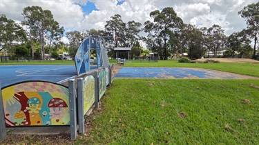 Netball hoop and half court