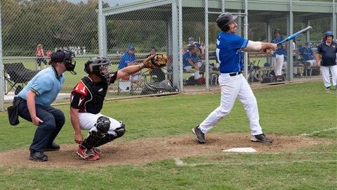 Man playing softball