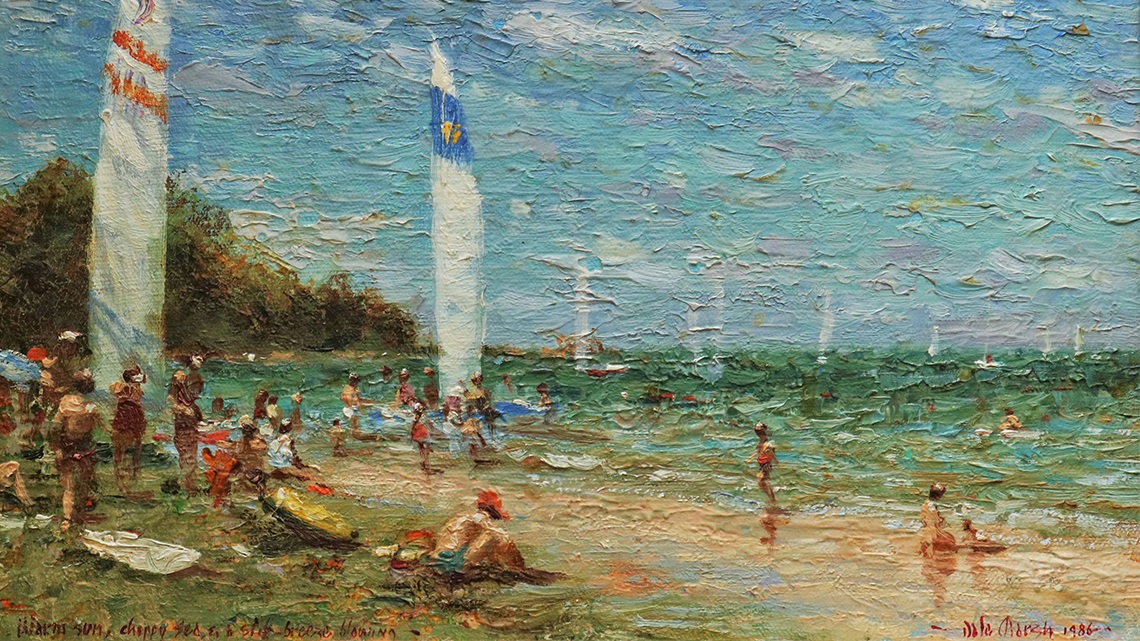 Dale Marsh, Harsh sun, choppy sea, stiff breeze blowing (detail),1986, oil on canvas. Courtesy the artist.