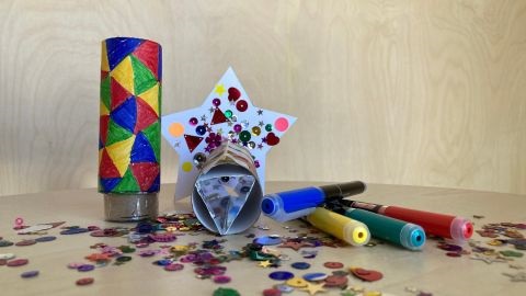Glitter and tube to make a kaleidoscope
