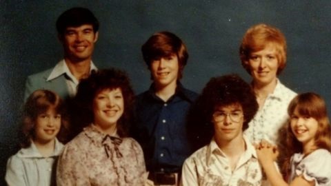 1980s style family portrait