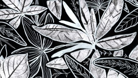 Black and white leaf print