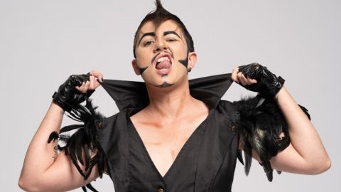 Drag king Will Turn-Her wearing black shirt and punk hair