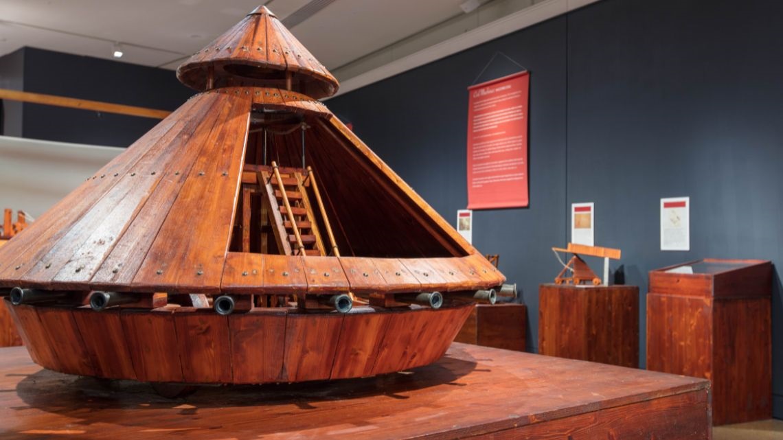 Capsule-shaped wooden model of Da Vinci invention