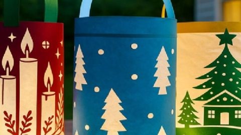 Lanterns with Christmas cutouts