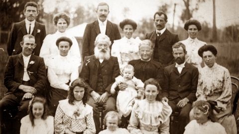 Black and white family photo