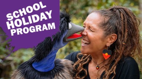 Aunty Sharon mirii Bell with bird puppet