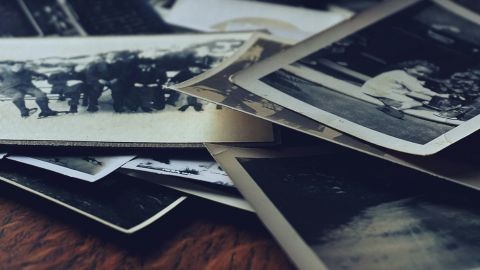 Pile of old black and white photos
