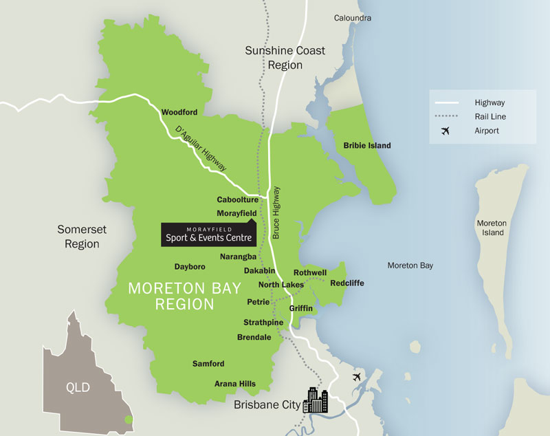 Map of the Moreton Bay Region showing the location of MSEC