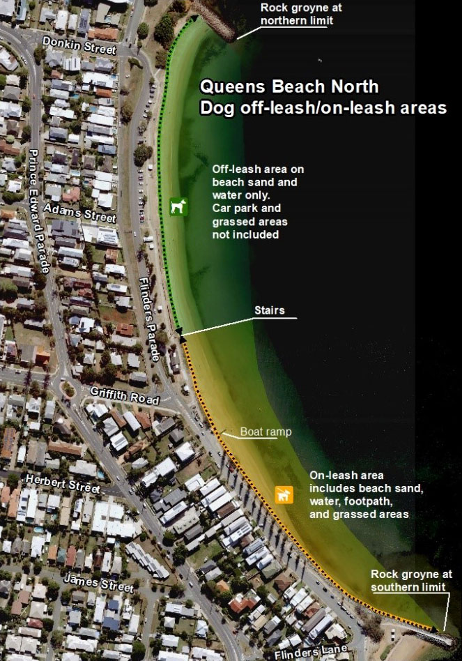 Queens Beach North dog offleash beach area City of Moreton Bay