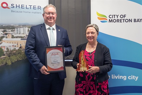 Mayor Peter Flannery with Q Shelter Award