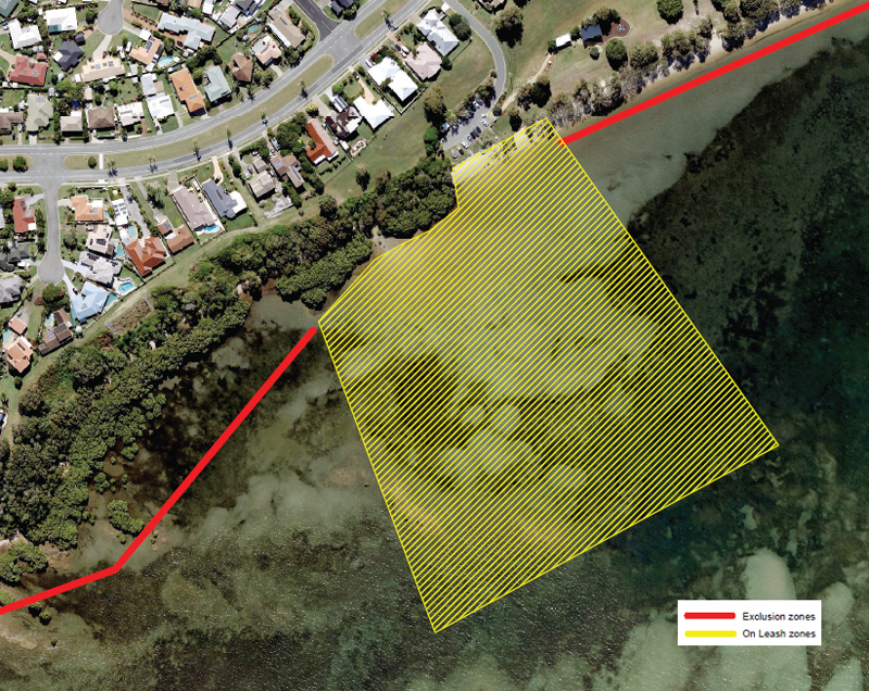 Map of on leash dog beach area