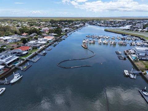 Birds eye view of Pacific Harbour Canal. 