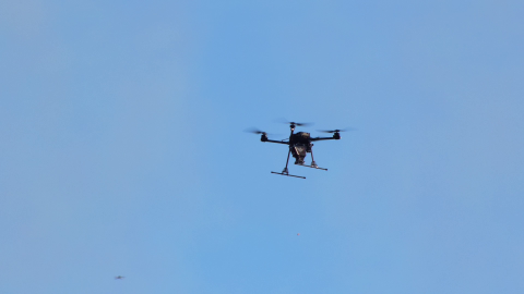 The aerial incendiary drone in action. 