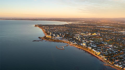 A birdseye view over the Redcliffe Foreshore.