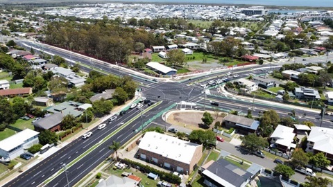 Aerial photograph of the completed Boardman-Klinger Road intersection