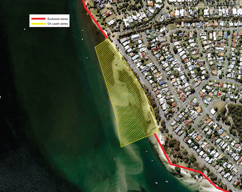 Map of Bellara on-leash beach areas