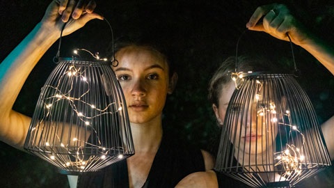 Image credit: Ariadne by BYTES Theatre Company in the Bellingham Maze, Tanawha (2019). Photography by Travis Macfarlane.