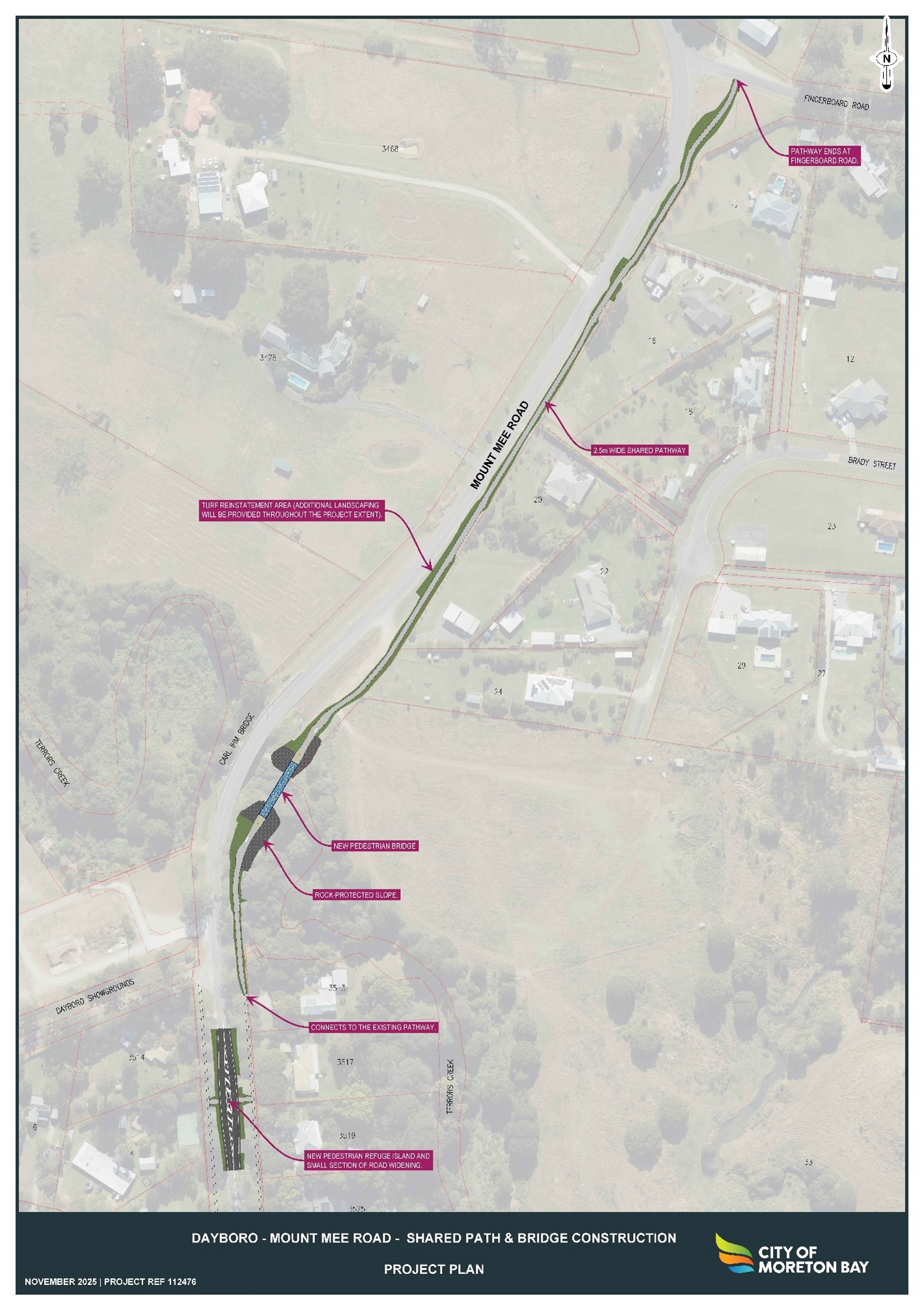 Aerial view of location of works for the Terrors Creek project