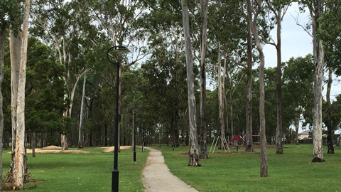 Kate McGrath's Koala Park - The park is surrounded by habitat trees, there is a dirt path and playground