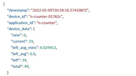 Example people counter data packet