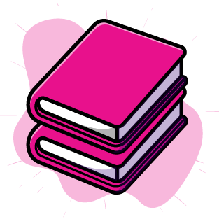 A stack of 3 pink books.
