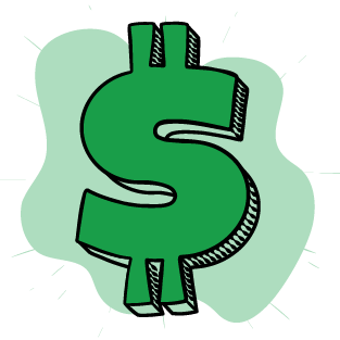 A green dollar symbol.