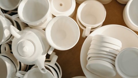 above view of white cups