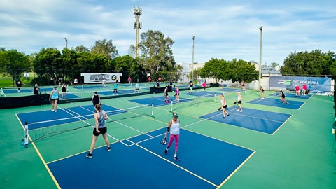 People playing pickleball