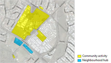 Example overlay map - community activities and neighbourhood hubs