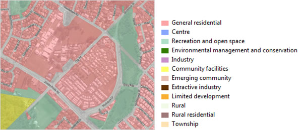 Example zone map - community activities and neighbourhood hubs